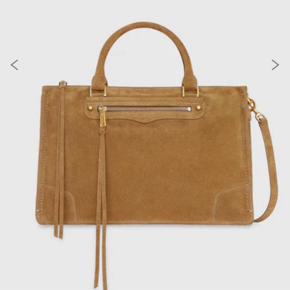 NWT Rebecca Minkoff Regan Satchel, Suede, Color: Walnut (tan, beige)